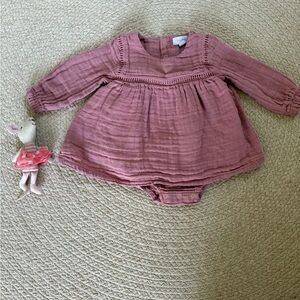 Angel Dear baby girl dress bubble romper pink Lace Detail muslin cotton 3-6 m